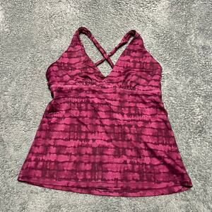 Athleta Swim Top Womens Large Plunge Tankini 981245 Pink